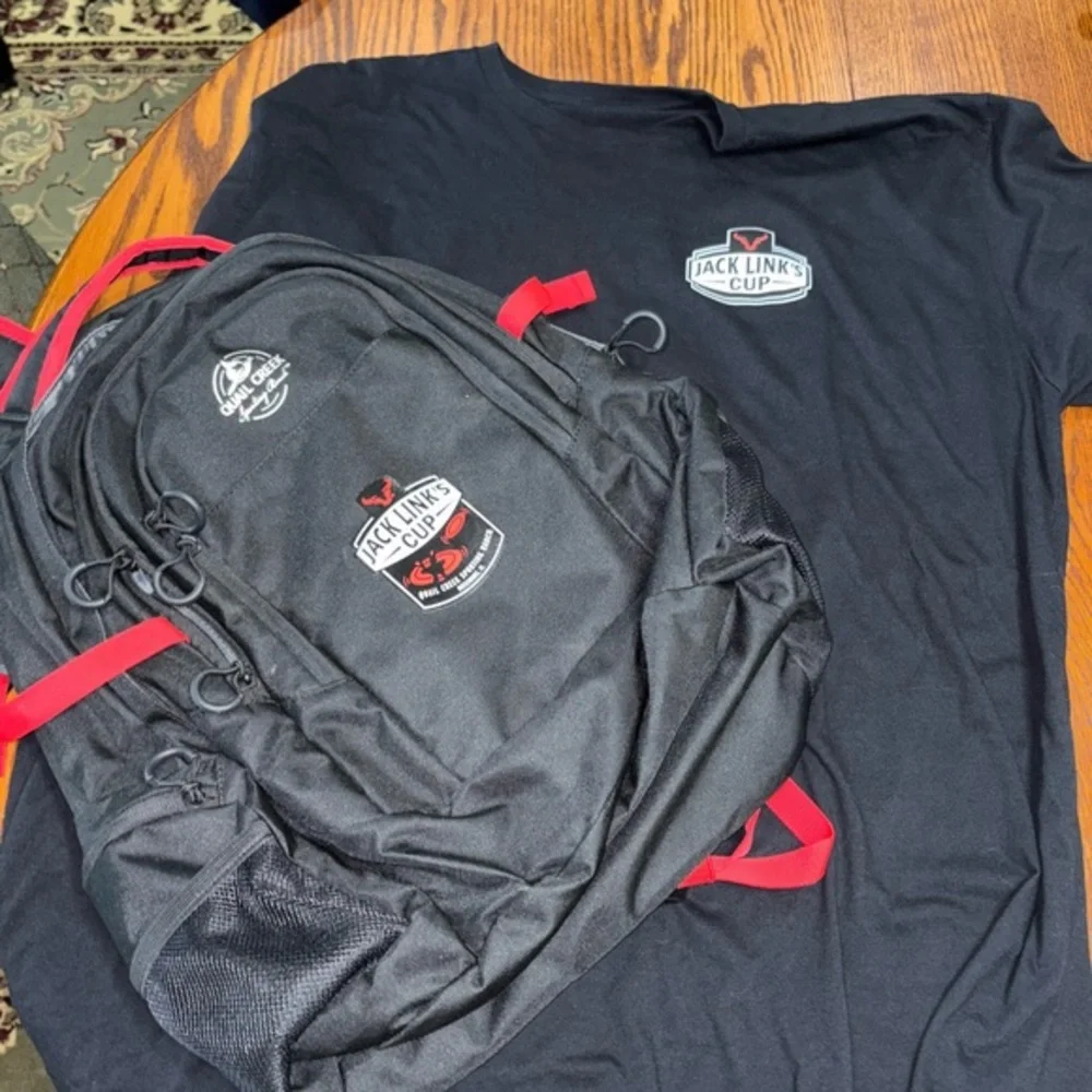 JACK LINKS CUP QUAIL CREEK SPORTING RANCH BACK PACK & T-SHIRT LIKE NEW CONDITION